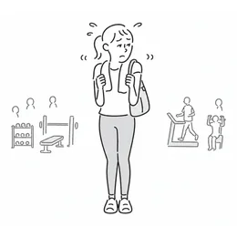 人の目が気になる女性のイラスト